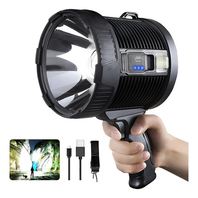H. Lanterna Led Portátil Com Refletor Recarregável De