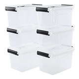 5.5 Quart Clear Latching Storage Box, Plastic Container...