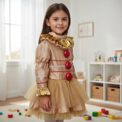 Disfraz Eso It Pennywise Payasa Niña Disfraz Dorado Eso It Pennywise Payasa Halloween Payasa Dia De Muertos | Envío gratis