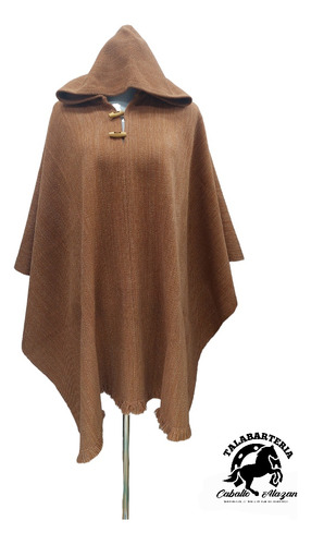 Poncho Con Capucha Café