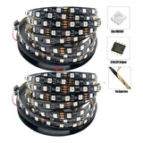 2 Fita Led Ws2811 5m 300 Leds 12 Volts Preta Ip30