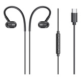 Audífonos Intraurales Negros Tc-6 Tipo C/usb-c Con Cable