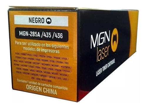 Toner Alternativo Mgn Laser Mgn-285a/435/436 Con Chip Negro