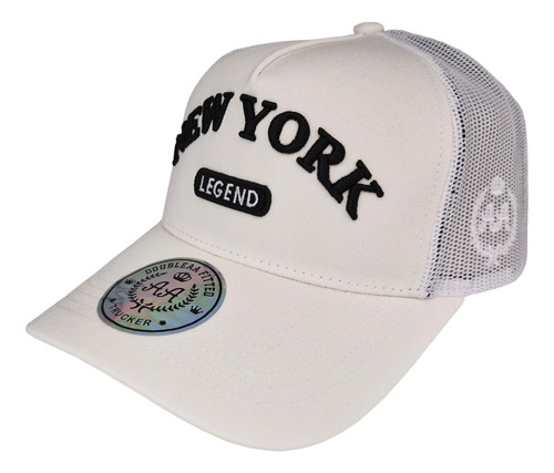 Gorro Jockey Trucker Double Aa Blanco New York Negro