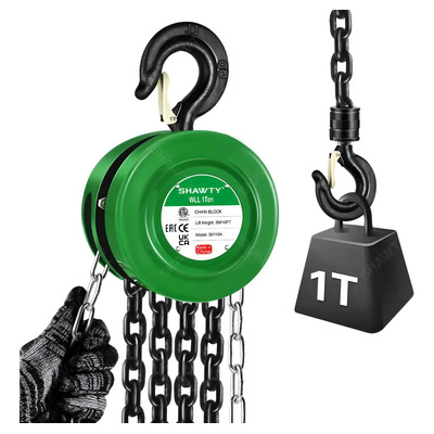 SHAWTY Polipasto Manual de Cadena de 1 Tonelada 3 Metros, Cadena Manual de Longitud, Capacidad de Elevación, para Uso En Fábricas, Obras, Muelles, para Instalar Máquinas y Elevar Mercancías | Envío gratis