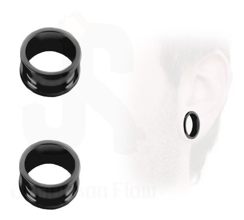 Expansor Oreja Tunel Titanio Negro 18mm 2 Piezas Dilatador