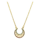 Collar De Mujer Dorado Con Luna De Colores