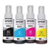 Tintas Epson 664 Kitx4 Colores Orig L220 L335 L395 L380 L495