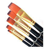 Set Pincel Recto Artistico X5 Calidad Profesional