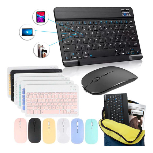 Teclado E Mouse Kit Sem Fio Bluetooth Tablet Note Magnético