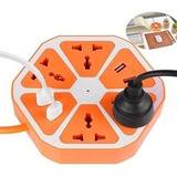 Zapatilla Hexagonal Enchufes 4 Toma Corriente 2 Usb Hub 220v