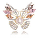 Broche Borboleta Luxo Cristal Folheado A Ouro 18k Moda 