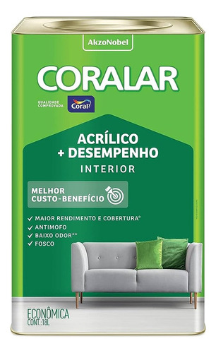 Tinta Anti Mofo Parede Coralar Acrílico+desempenho 18l Coral