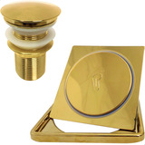 Valvula Click Dourada 1 1/4 Porta Grelha 10x10 Ralo Completo