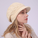 Boina, Gorro Con Visera, Tejido Grueso, Para Mujer, Casual