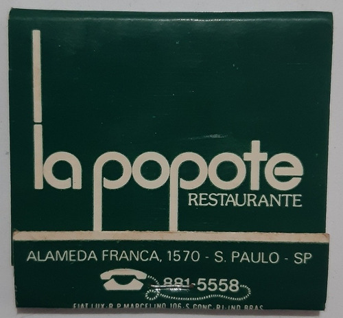 F9263 - Caixinha Fósforo La Popote Restaurante De 60 Ou 70