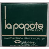 F9263 - Caixinha Fósforo La Popote Restaurante De 60 Ou 70