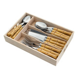 Faqueiro 24pc Aço Inox C/ Cabo Plástico Bambu