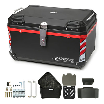 Baul Trasero Caja Moto Abs Top Case 68l De 2 Cascos\u002Frespaldo Color Rojo | Meses sin interés