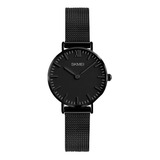 Reloj Mujer Skmei 1185 Malla Acero Minimalista Elegante Color De La Malla Negro