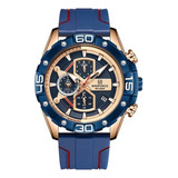 Reloj Naviforce Original Nf 8018t Cronografo Azul + Estuche