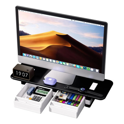 Soporte Para Monitor De Computadora, Organizador De Escritor Negro Y Blanco
