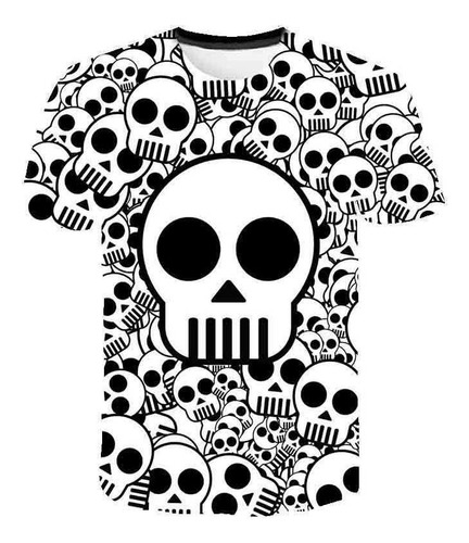 Camiseta De Manga Corta Con Estampado 3d De Punisher Skull