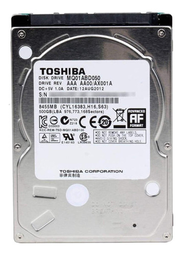 Disco Duro Interno Toshiba Mq01abd Series Mq01abd050 500gb