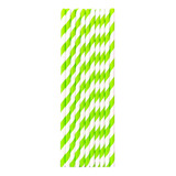 25 Popotes De Papel Con Diseño De Rayas Verde Con Blanco 