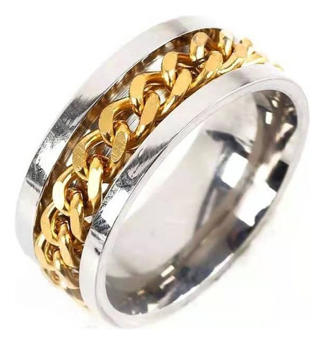 Acero Titanio Hombre Acero Inoxidable Oro Anillo