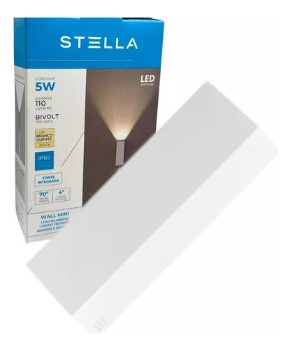 Kit 3x Arandela Led Wall Mini 5w Stella 3000k Sth9731br/30 Cor Branco 110v/220v