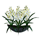 5 Orquídeas Premium Artificiais + Folha Realista Decorativas