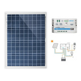 Panel Solar 50w 12v Y Controlador Pwm 12/24v 10a Salida Usb 