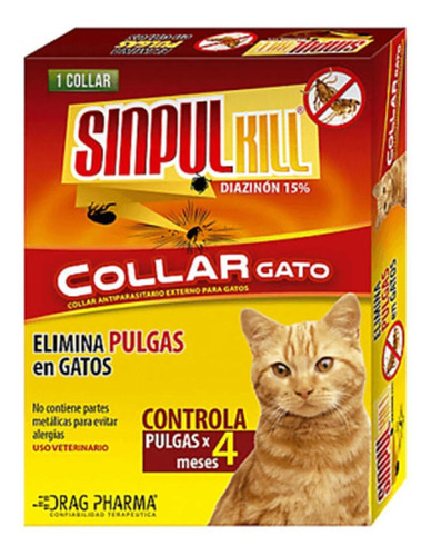 Collar Anti Pulgas Sinpul Kill Gatos, Dura 4 Meses