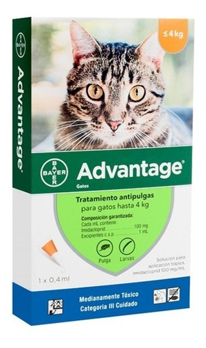 Pipeta Antiparasitaria Gatos Advantage Hasta 4 Kg Pethome