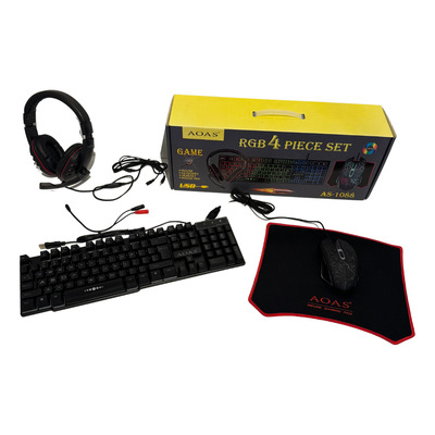 Kit Gamer Completo 4 Em 1 Teclado, Mouse, Headset, Mouse Pad