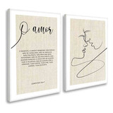 Kit Quadros Decorativos Quarto De Casal Amor Frases 2 Peças