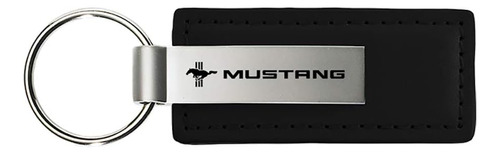 Llavero De Cuero Negro Con Logotipo De Ford Mustang Tri-bar