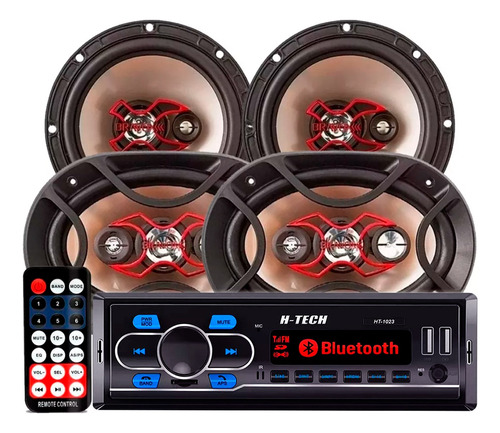 Kit Som Automotivo Player Bluetooth Falante Bravox 6 + 6x9