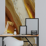 Papel De Parede Painel 3d Mármore White Ouro 1m