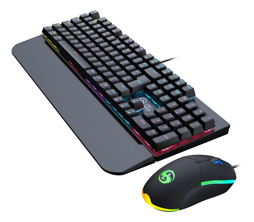 Kit Teclado Mouse Mecânico Abnt2 Gamer Led Rgb Iluminado Cor Do Mouse Preto Cor Do Teclado Preto