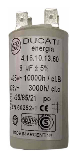 Capacitor De Arranque De Motor 8 Uf