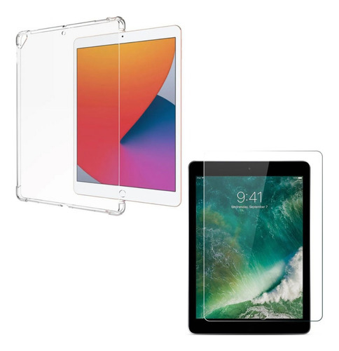 Funda Carcasa Transp + Vidrio Para iPad 9.7 5ta 6ta Y 7ma