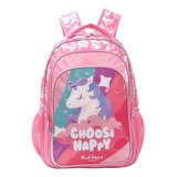 Mochila Primaria Nena 18 Unicornio Escolar Fuerte Diseño De La Tela Liso