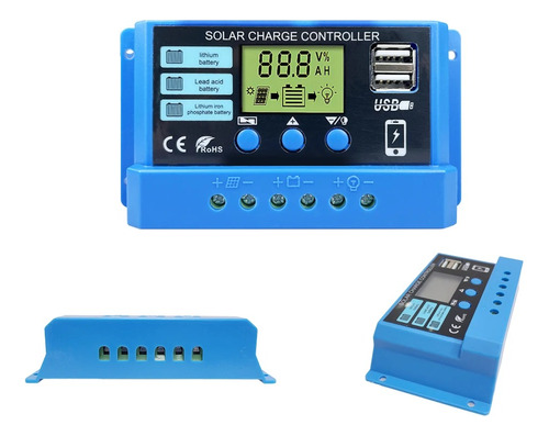 Controlador De Carga Solar De 20a, Para Batería De Litio