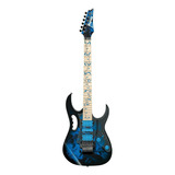 Guitarra Eléctrica Ibanez Pia/jem/uv Jem77p De American Basswood 2015 Blue Floral Pattern Con Diapasón De Arce