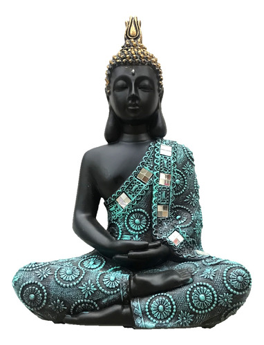 Buda Meditacion Decorado Con Strass Y Espejos 27 Cm