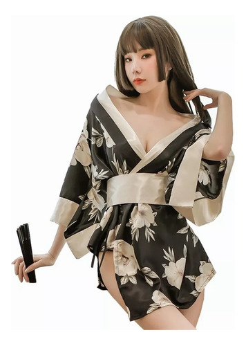 Conjunto De Pijama Con Kimono Estampado Japonés Para Mujer