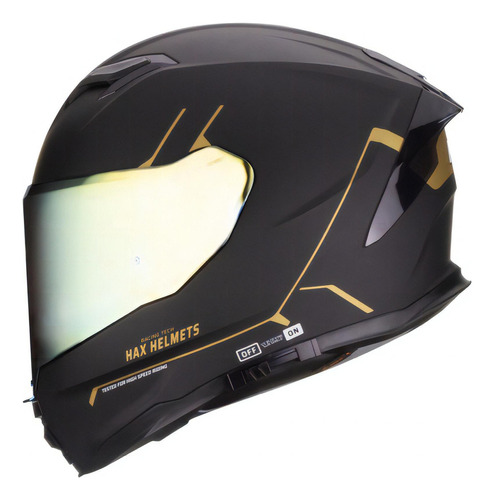 Casco Force Ngo/oro Cromado Hax Integral Certificado Color Negro Matte Tamaño Del Casco M