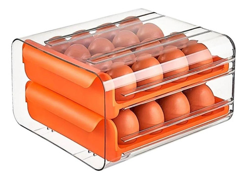Canasta Porta Huevos Organizador X24 Con Tapa Cocina Naranja